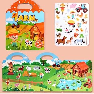 Farm Playset Sticker Activity Kit for Kids - Colorful Farm Theme